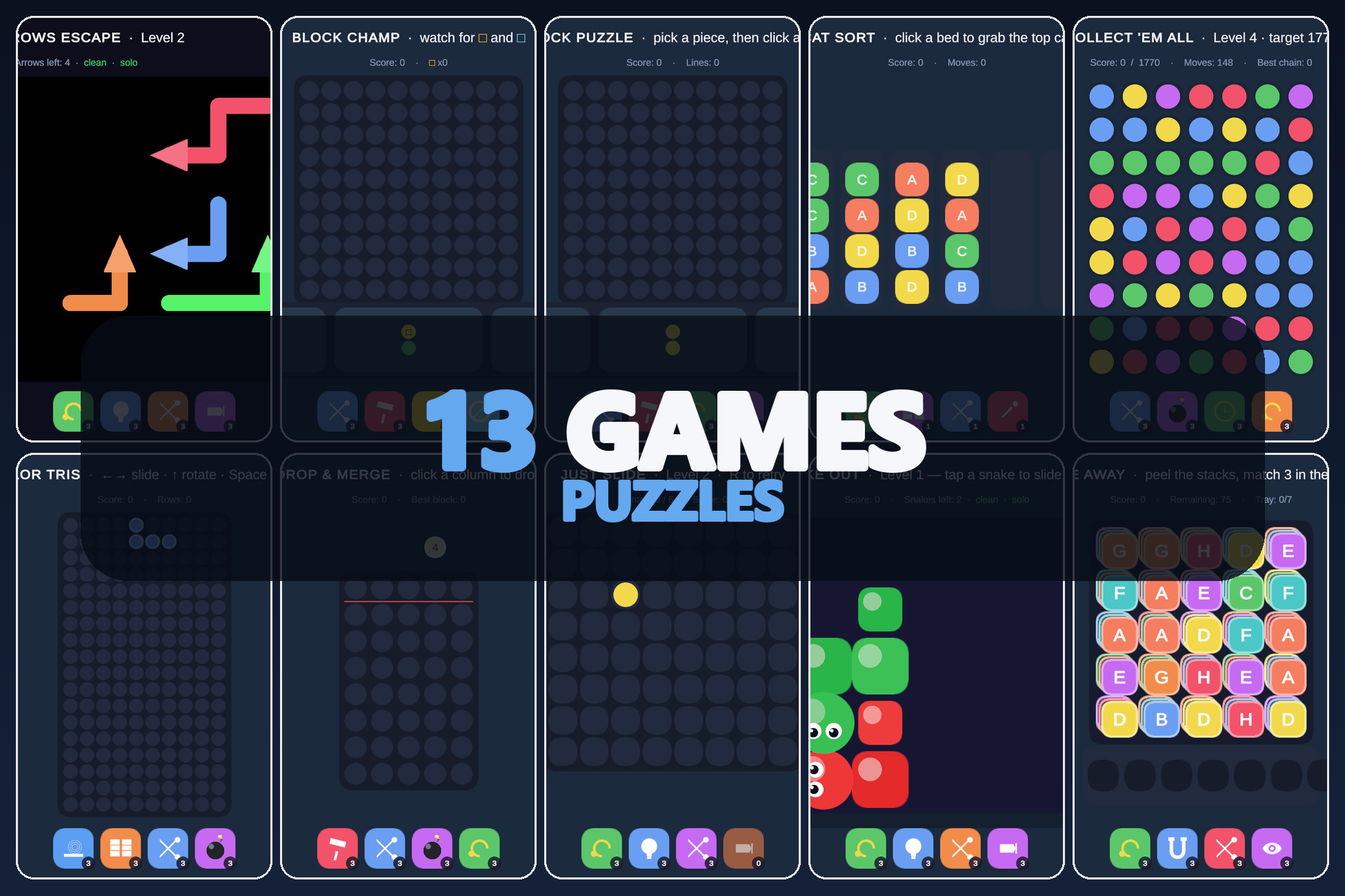Mini Game Templates Puzzles - 10 Puzzles Starters for Unity