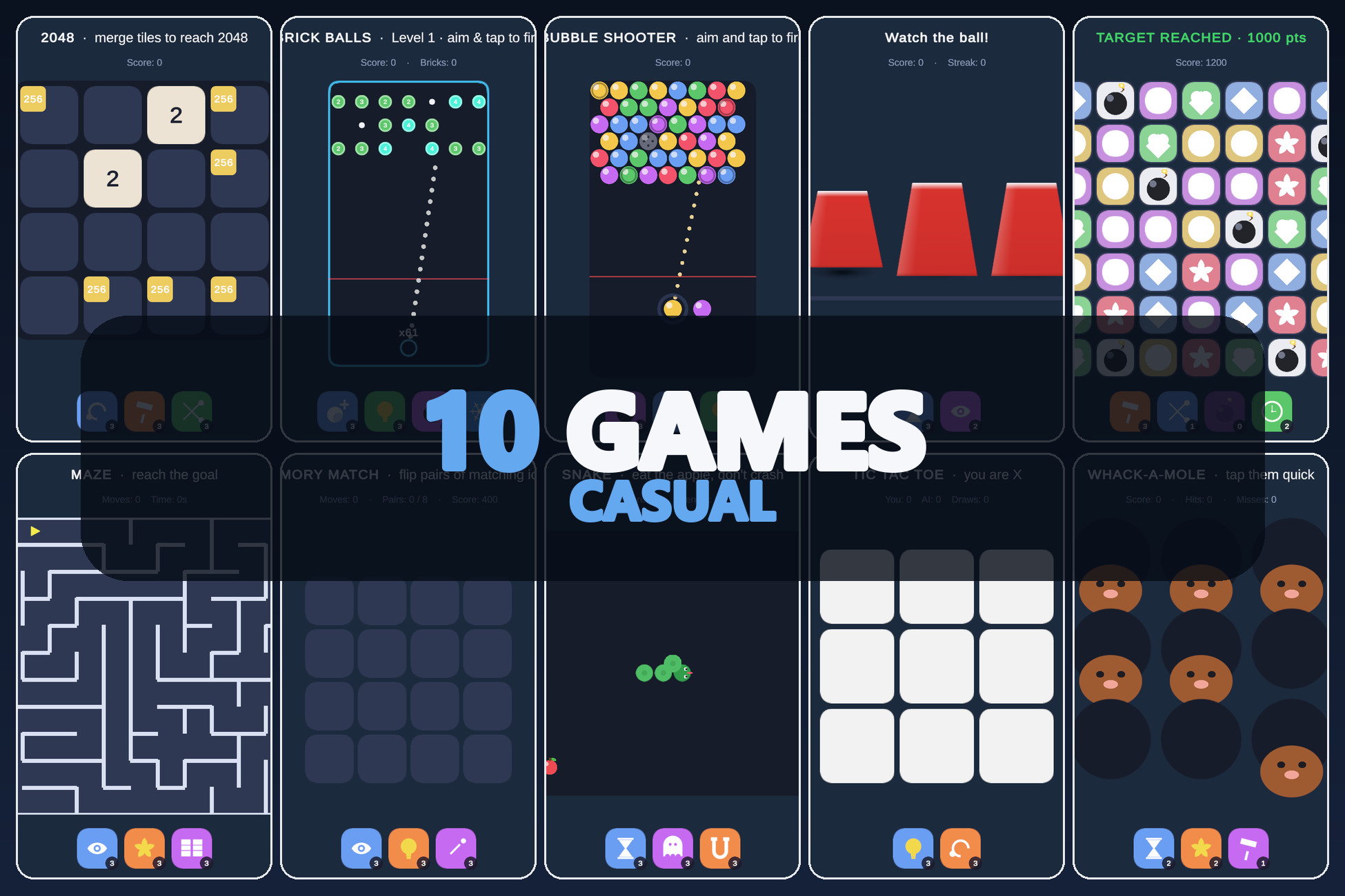 Mini Game Templates Casual - 10 Casual Starters for Unity