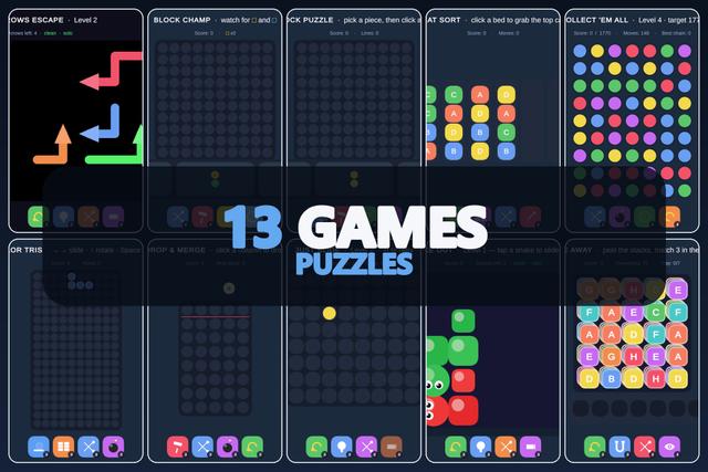 Mini Game Templates Puzzles - 10 Puzzles Starters for Unity